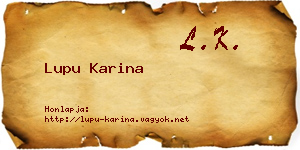 Lupu Karina névjegykártya